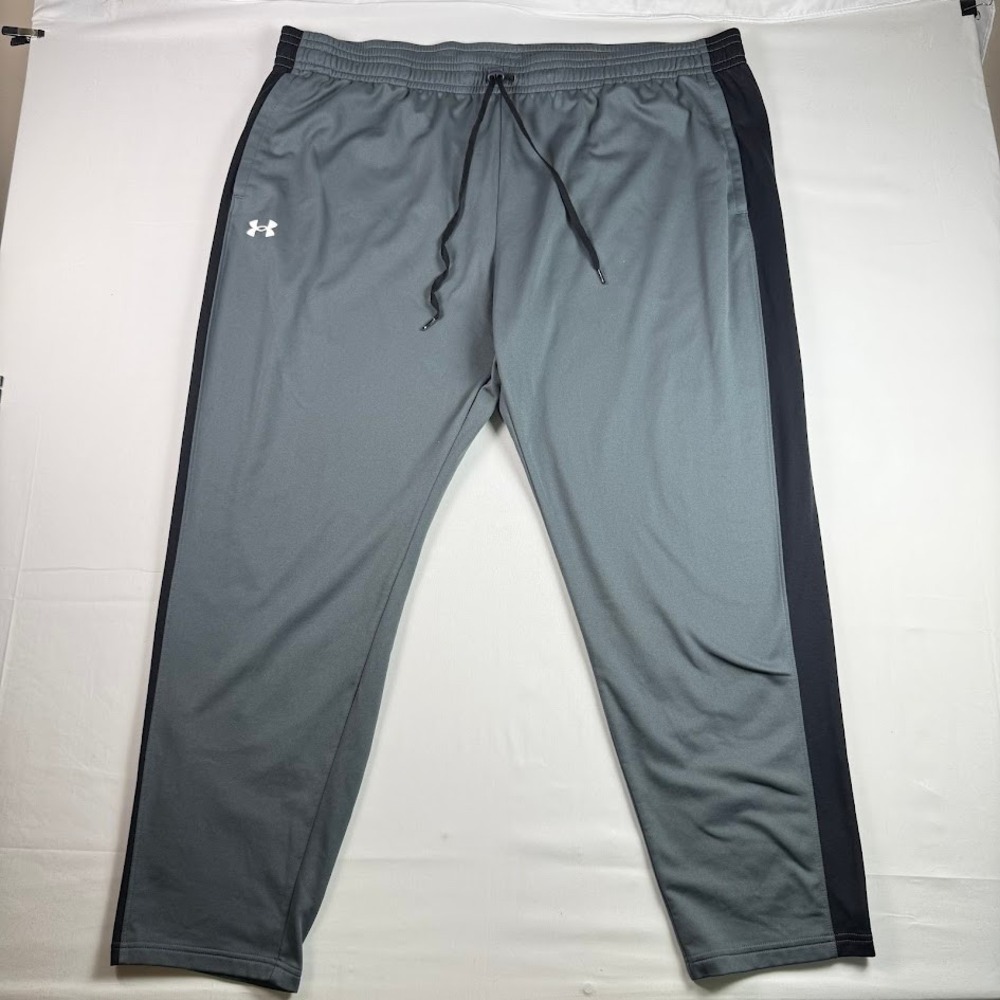 Under Armour Track Pants Mens 4XL Grey Black Loose Fit Athletic Joggers Logo